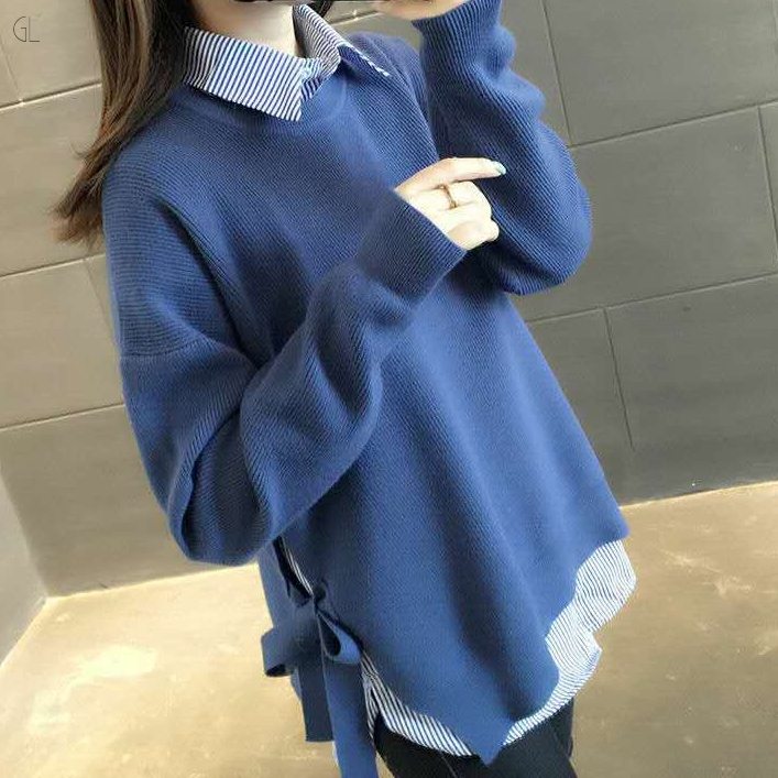 ブルー/セーター+ブルー/シャツ