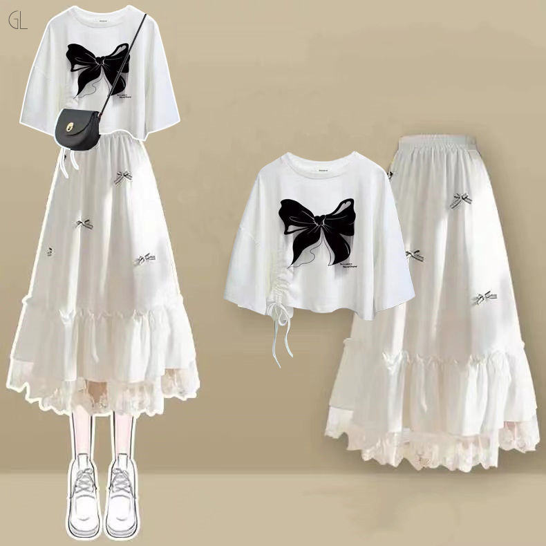 ホワイト01/Tシャツ+ホワイト/スカート