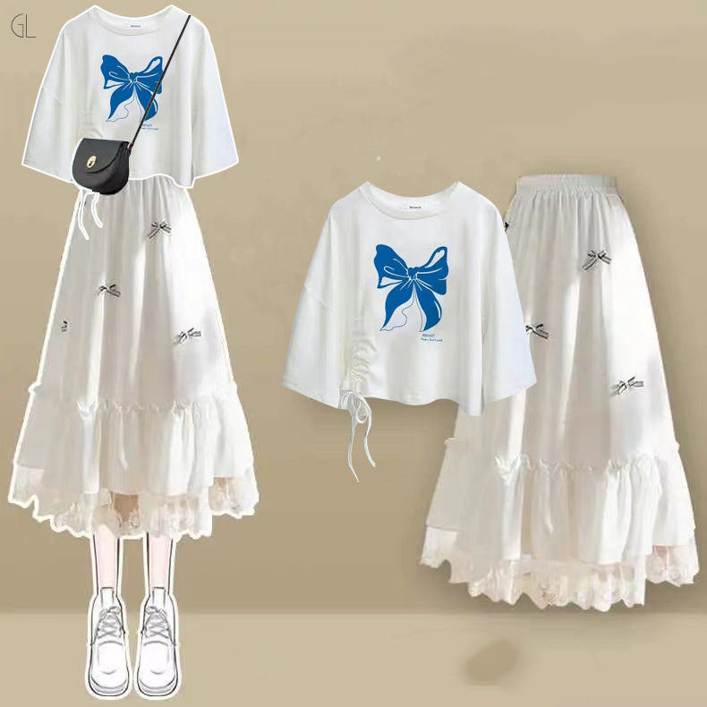 ホワイト02/Tシャツ+ホワイト/スカート
