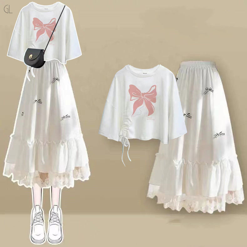 ホワイト03/Tシャツ+ホワイト/スカート