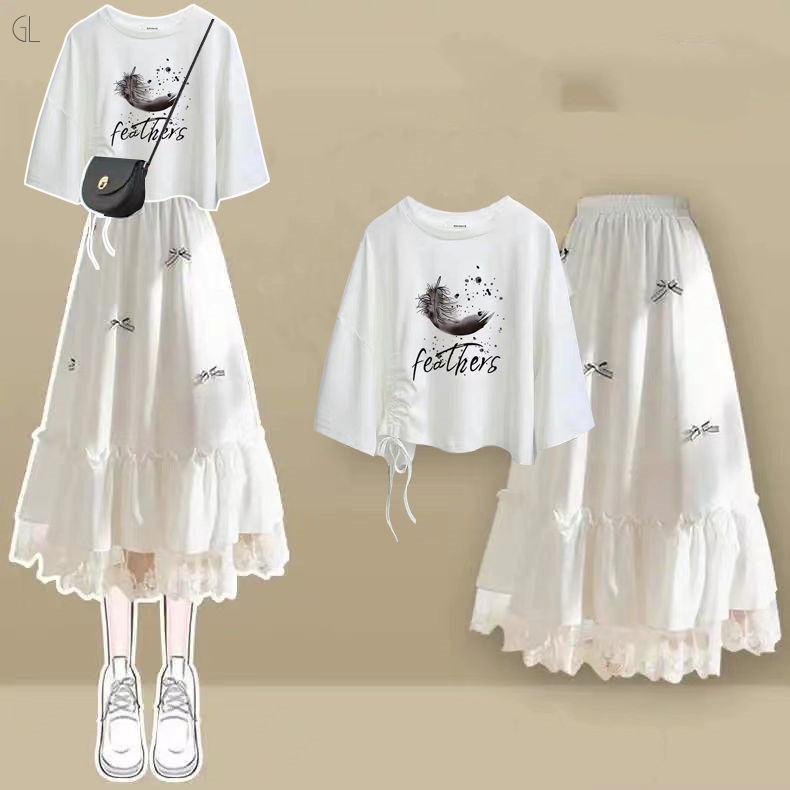 ホワイト05/Tシャツ+ホワイト/スカート