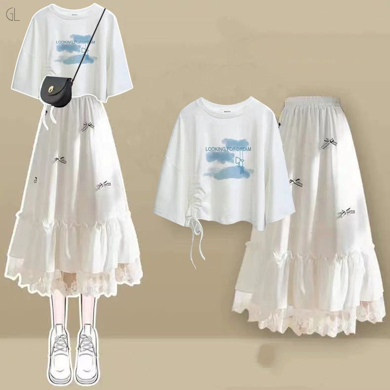 ホワイト07/Tシャツ+ホワイト/スカート