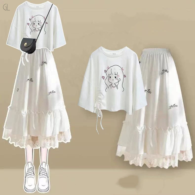 ホワイト08/Tシャツ+ホワイト/スカート